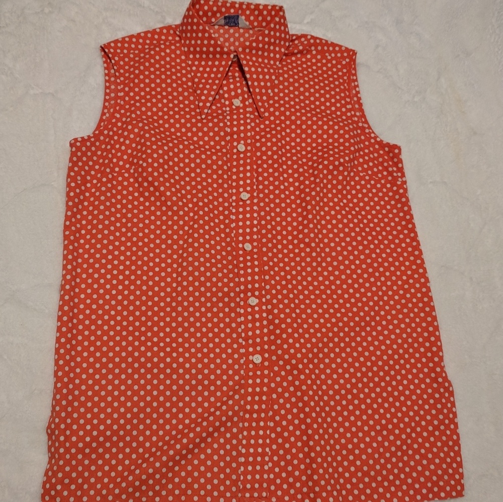 Vintage Sears polkadot button down top